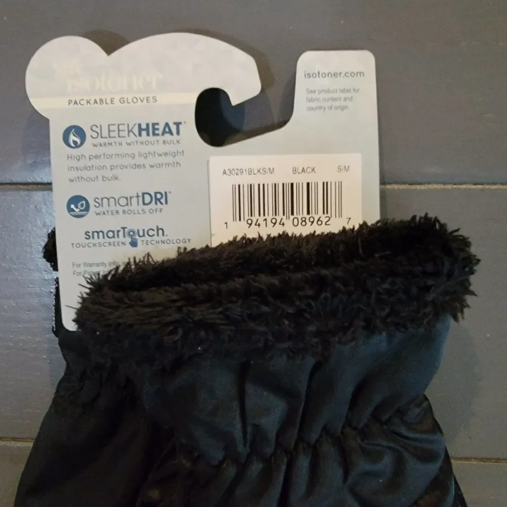 Isotoner Women’s Black SleekHeat touchscreen capability Quilted Gloves S… - Picture 8 of 9